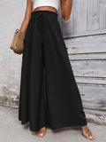 Spring And Summer New Loose Casual Women's Clothing Tight High Waist Tie With Broad Legs