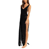 Sexy Hollow Knitted Tuk-In-Long Beach Dress Bikini Jersey Sunscreen