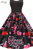 Summer Vintage Dress Women Spaghetti Strap Floral Print High Waist Elegant Sleeveless A-Line Party Midi Dress Robe