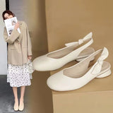 Women's Shoes 2025 New Bow Bow Korean Version Of The Sandals Round Head Low Women's Shoes Sandals Women's