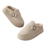 Cotton Shoes And Half Slippers Winter 2025 New Thick Soles Pedal Low Help Bread Shoes Belt Buckle With Velvet Cotton