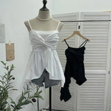 Shooting Irregular Kinky Skirt Shaved Belly Thin Sling Vest Design Slim Slime Sleeveless Top