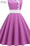 Vintage Women Summer Dress Sleeveless Casual Elegant Chic O Neck A-Line Knee-Length Party