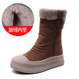Cowhide Lamb Wool Snow Boots Winter New Maillard Warm And Velvet Boots Thick Bottom