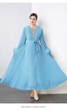 Women's Dress 2025 New Famous Heavy Industry Drilled Hair Sleeves To Close The Waist Pressure Folding Long