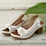 Flowers High-Heeled Cool Slippers Women 2025 Summer New Fashion Coarse And Buckle With Cold Slippers