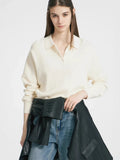 Autumn And Winter Polo Collar Solid Color Sweater Women's Casual Knitted Shirt Hot