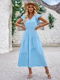 Leisure Summer Fashion Women's Wear Fresh Air V Collar V Collar Lotus Leaf Sleeve Layered