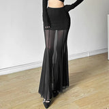 New Women's Clothing In The Autumn Of 2024, The Body-Repair Perspective Solid-Color High-Waisted Mesh Half-Body