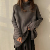 Zingj New Fall / Winter 2023 Retro Lazy Wind Coat With A Long-Sleeved Knit Bottom Turtleneck-Outfit