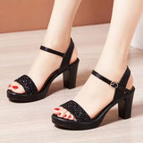Temperament High-Heeled Sandals Women 2025 Summer New Fashion Buckle With Roman Sandals Fish Mouth Open Toe Show Women's