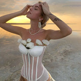 Chest Cup Net Gauze Waist Bra Girl Spring Solid Color Stitching Tie To Put On The