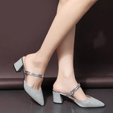 Women Summer 2025 New Fairy Style Dress Coarse Heel Half-Bag Head Small High Heel Two Women's