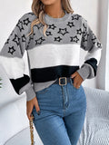 Orders For Autumn And Winter Casual Coloring Star Hollow Lantern Sleeve Sweater Women's