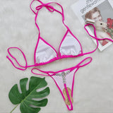 Zingj 2023 New TIKTOK Swimsuit Sexy Love Crystal Diamond Bikini Straps Thong Female