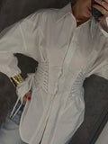 Temperament Casual Fashion Top 2025 Autumn And Winter New Strap To The Waist Thin Senior Sense Simple Shirt