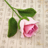Zingj Doll Line Wine Cup Rose Wool Knitting Rose Bouquet Hand-Woven Eternal Flower Wool Flower