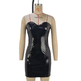 Zingj Women's New Fashion Mirror PU Sexy Strapless Shoulder-To-Shoulder Purse Hip Dress Women's