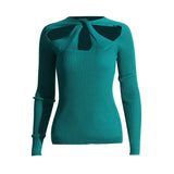 Slim Top 2025 New Personality Kink Hollow Out Long Sleeve Knit Sweater Loose Lazy