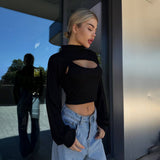 Style Short-Term Rumous U-Shaped Vest Fake Two-Piece Top Suit Women's Fashion Trend
