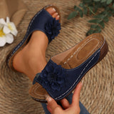 Women's Shoes 2025 Spring And Summer New Slope And Thick Bottom Fish Mouth Slippers Wearing Slippers Flowers