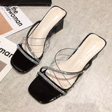 New Women's Style Coarse And Slippers Korean Version Of Simple Fashion Transparent Cool Slippers Outside Wearing The Front Half Slippers
