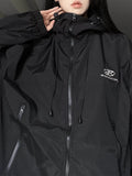Black Waterproof Oversize Outdoor Jacket with