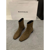 Velvet Velvet Korean Small Ankle Boots Women's Shoes 2025 New Autumn And Winter Plus Velvet Martin Boots Slim Skinny Short