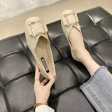 Celebrity Single Shoe Female 2025 New Korean Version Retro Fairy Flat Scoop Shoes Square Head Soft Bottom
