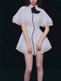 Temperament Lotus Leafy Skirt In Autumn 2025 New Collar Three-Dimensional Flowers Slimming Dress