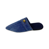 Denim Cloth Flat Bottom Baot Slippers Women Wearing Large-Size Pointed Mule Half-Dragging Single Shoes