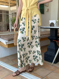 Xixi 2025 Summer New Temperament Retro Print High-Waisted Slimming Skirt With Crooked Pencil Skirt Women