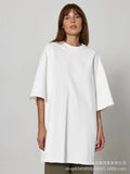 Spring Summer New 260G Cotton T-Shirt Hot Pure Color Short-Sleeved Women Loose Large Version