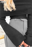 Women Slash Neck Knitted Sweaters Tops Streetwear Long Sleeve Off Shoulder Ribbed Pullovers Slim Fit Causal