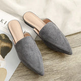 Bag Head Flat Tip Tip Half Slippers Women's Velvet Black Muller Shoes Single Shoe Size