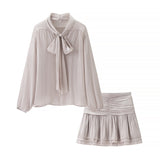 Women's INS Exploding Fashioned Long Sleeve Shirt Folding Mini High Waist Short Dress