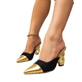 Women's Shoes Gold High Heels Color Women's Shoes Shaped And Fashion Tips After The Hollow High Heels Simple