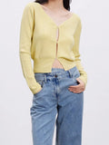 Spring New Product Fashionable Pure Lust Wind V Collar Single Buckle Gentle Comfortable Small High-Waist Knitted Open Shirt Outside The