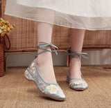 Zingj Shoe Net Shoe Sandals Bag Root Embroidered Cloth Shoes Low Heel Women's Shoes 2023 New National Wind New