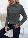 And Winter New Knitted Collar Button Design Shoulder Sleeve