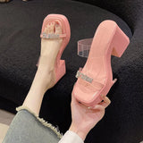 Zingj Design Sense Transparent One Word With Thick Platform Thick Heel Sandals Female 2023 Summer New Fashion Increased