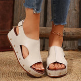 New Summer Women's Thick-Sed Fish Mouth Sandals Large-Size Magic Thick-Soled