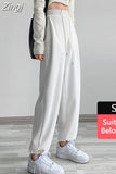 Women's Tracksuit Pants Elastic Waist Wide Leg Oversized Loose White Sweatpants Women Gray Baggy Joggers Autumn Long