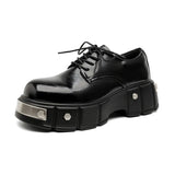 2025 Burst Men's Shoes Thick Sole Fashion Increase Leisure Tide Low-Heeled Derby Shoes