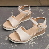 Ladies Sandals 2025 Summer New Large-Size Pine Cake Thick Bottom Slope With Fish Mouth Buckle