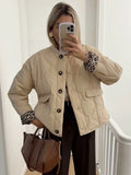 Autumn And Winter Fashion New Three-Color Leopard Pattern With Threaded Collar Cotton Clothes Women's Clothing