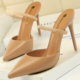 Shoes Sandals Women 2022 Summer High Heels Slippers Pu Heeled Sandals Stiletto Ladies Shoes Fashion Female Shoes