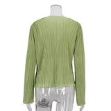 Wind 2025 New Summer Sexy Hottie Top Repair Horn Long-Sleeved 100-Fold Shirt Female