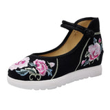 Zingj White Sole Embroidered Cloth Shoes High Heel Slope Canvas Embroidered Women's Singles Shoes Lace Retro National Style Cloth