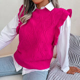 Shooting 2025 Autumn And Winter Wood Ear In The Shape Of A Knitted Vest Sweater Women's